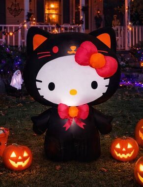 Sanrio Hello Kitty Neon Skeleton Sanrio Halloween Airblown Inflatable 4.2' NEW